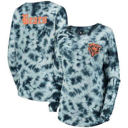 Chicago Bears New Era Women's Tie-Dye Long Sleeve T-Shirt - Navy cheap