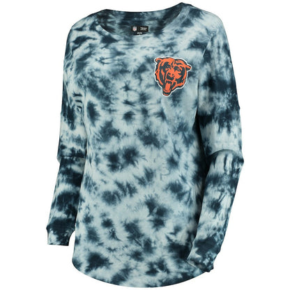 Chicago Bears New Era Women's Tie-Dye Long Sleeve T-Shirt - Navy cheap