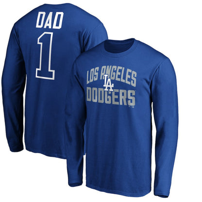 Los Angeles Dodgers Father's Day #1 Dad Long Sleeve T-Shirt - Royal