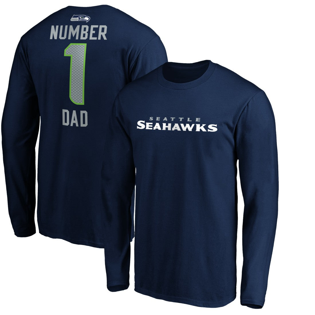 Seattle Seahawks #1 Dad Long Sleeve Team Logo T-Shirt - College Navy for sale
