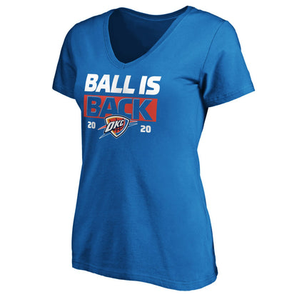 Oklahoma City Thunder Women's Ball Is Back V-Neck T-Shirt - Blue on sale
