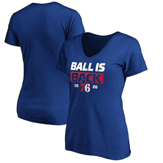 Philadelphia 76ers Women's Ball Is Back V-Neck T-Shirt - Royal for sale