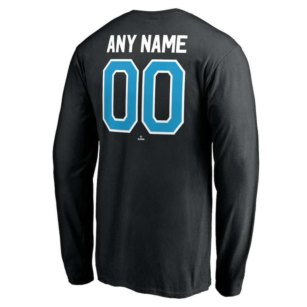 Miami Marlins Personalized Winning Streak Name & Number Long Sleeve T-Shirt - Black