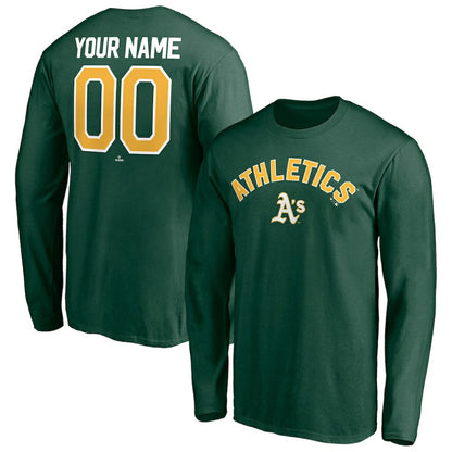 Athletics Personalized Winning Streak Name & Number Long Sleeve T-Shirt - Green