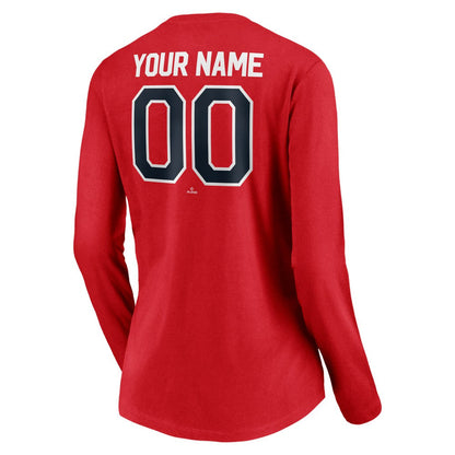 Los Angeles Angels Women's Personalized Winning Streak Name & Number Long Sleeve V-Neck T-Shirt - Red