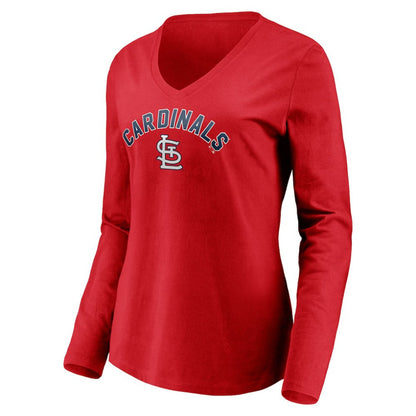 St. Louis Cardinals Women's Personalized Winning Streak Name & Number Long Sleeve V-Neck T-Shirt - Red
