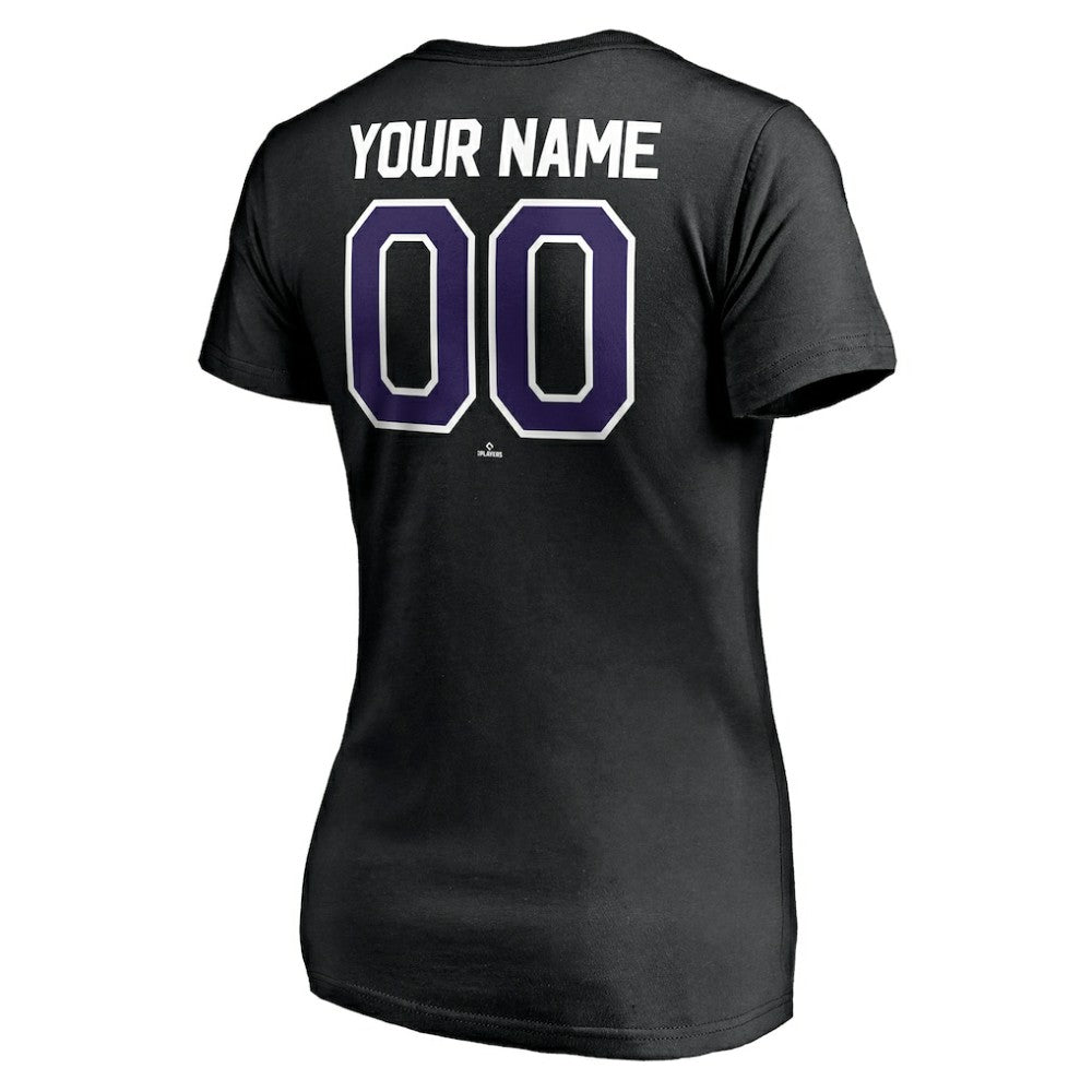 Colorado Rockies Women's Personalized Winning Streak Name & Number V-Neck T-Shirt - Black