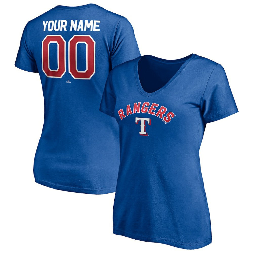 Texas Rangers Women's Personalized Winning Streak Name & Number V-Neck T-Shirt - Royal