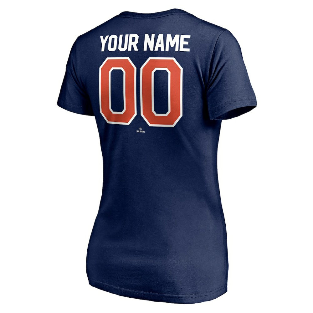 Detroit Tigers Women's Cooperstown Winning Streak Personalized Name & Number V-Neck T-Shirt - Navy