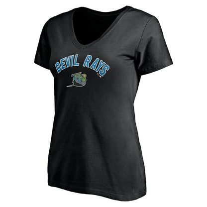 Tampa Bay Rays Women's Cooperstown Winning Streak Personalized Name & Number V-Neck T-Shirt - Black