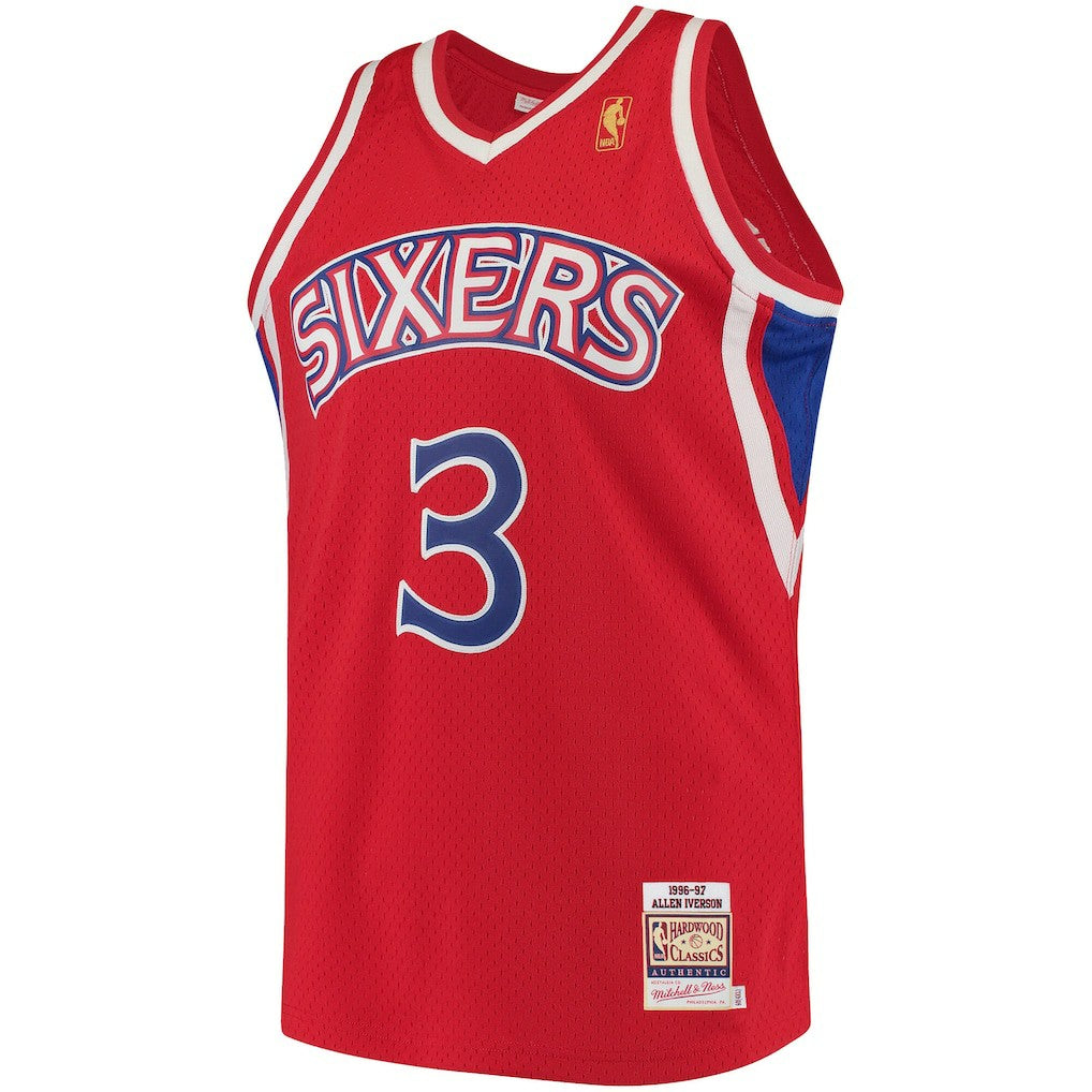 Allen Iverson Philadelphia 76ers 1996/97 Hardwood Classics Authentic Jersey - Red | Mitchell & Ness online