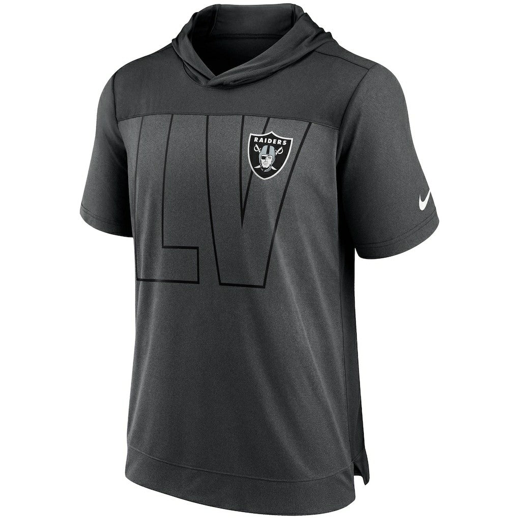 Las Vegas Raiders Performance Hoodie T-Shirt - Heathered Charcoal/Black | Nike cheap