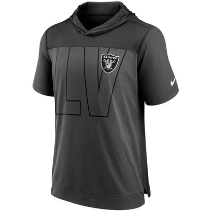 Las Vegas Raiders Performance Hoodie T-Shirt - Heathered Charcoal/Black | Nike cheap