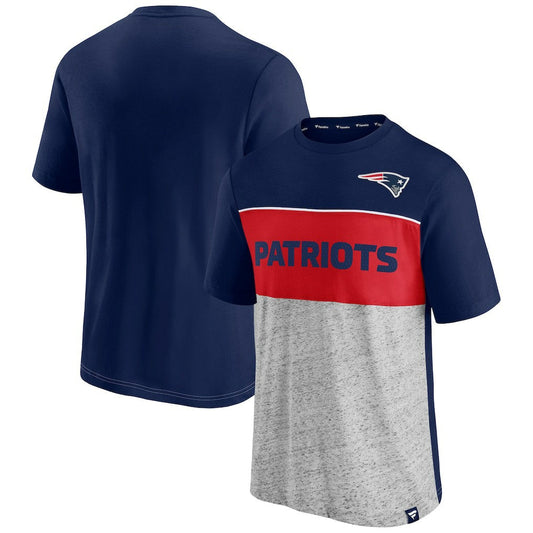 New England Patriots Colorblock T-Shirt - Navy/Heathered Gray discount