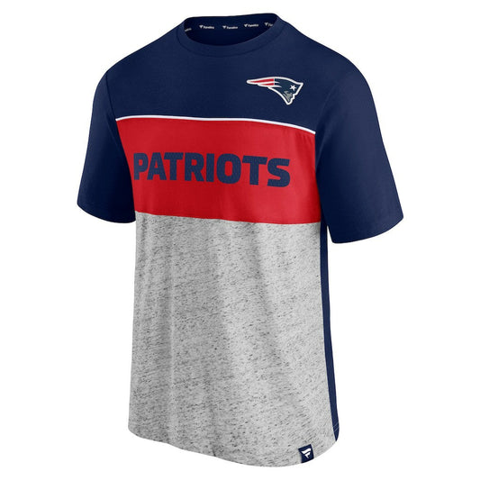 New England Patriots Colorblock T-Shirt - Navy/Heathered Gray discount