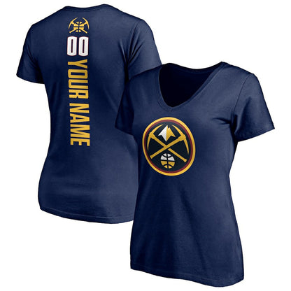 Denver Nuggets Women's Playmaker Personalized Name & Number V-Neck T-Shirt sale - Navy discount