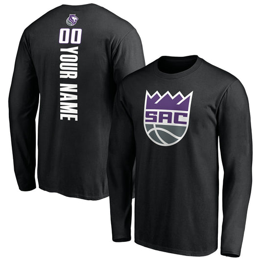 Sacramento Kings Playmaker Personalized Name & Number Long Sleeve T-Shirt - Black cheap