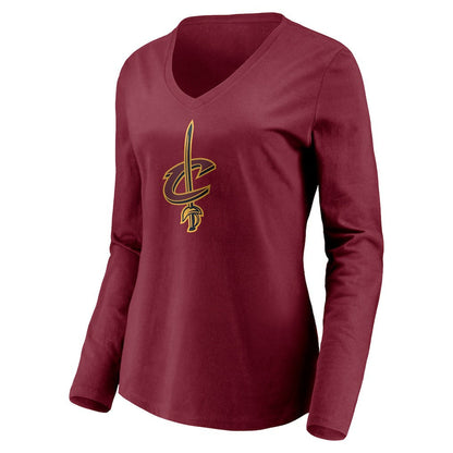 Cleveland Cavaliers Women's Playmaker Personalized Name & Number Long Sleeve V-Neck T-Shirt sale - Wine online