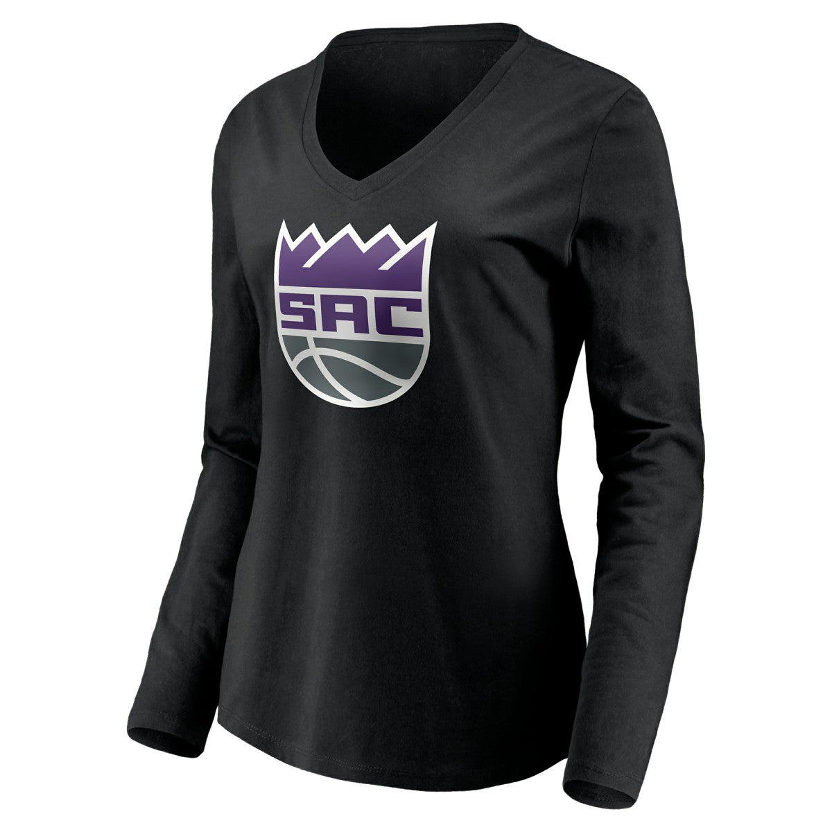 Sacramento Kings Women's Playmaker Personalized Name & Number Long Sleeve V-Neck T-Shirt - Black discount