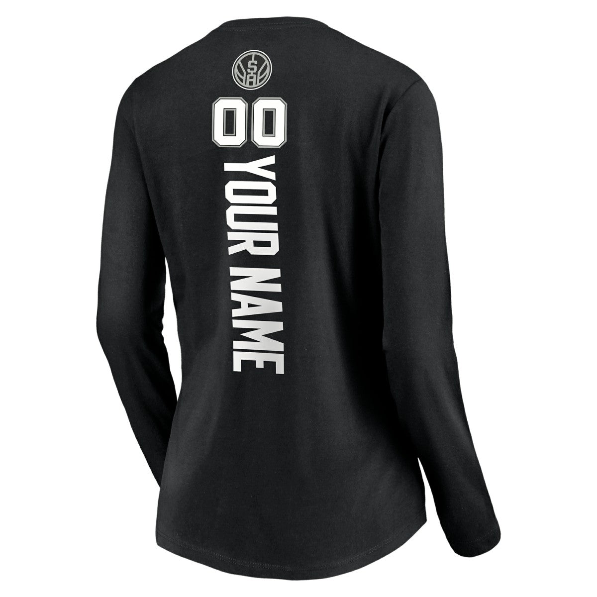 San Antonio Spurs Women's Playmaker Personalized Name & Number Long Sleeve V-Neck T-Shirt - Black shop