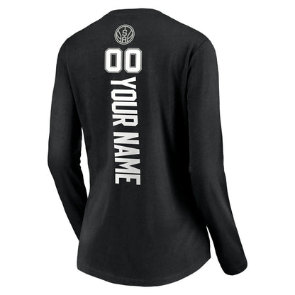 San Antonio Spurs Women's Playmaker Personalized Name & Number Long Sleeve V-Neck T-Shirt - Black shop