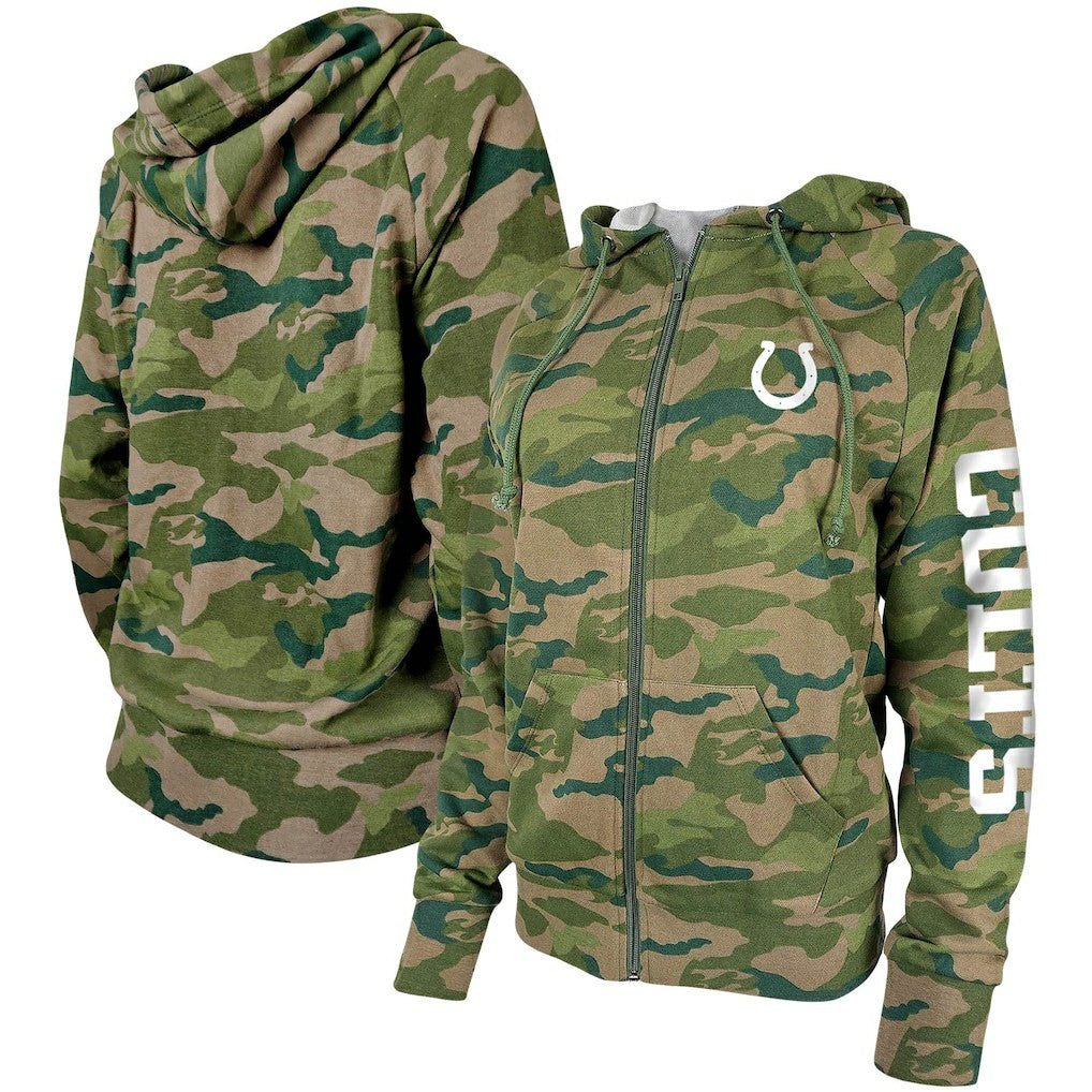 Indianapolis Colts New Era Women's Raglan Full-Zip Hoodie - Camo cheap