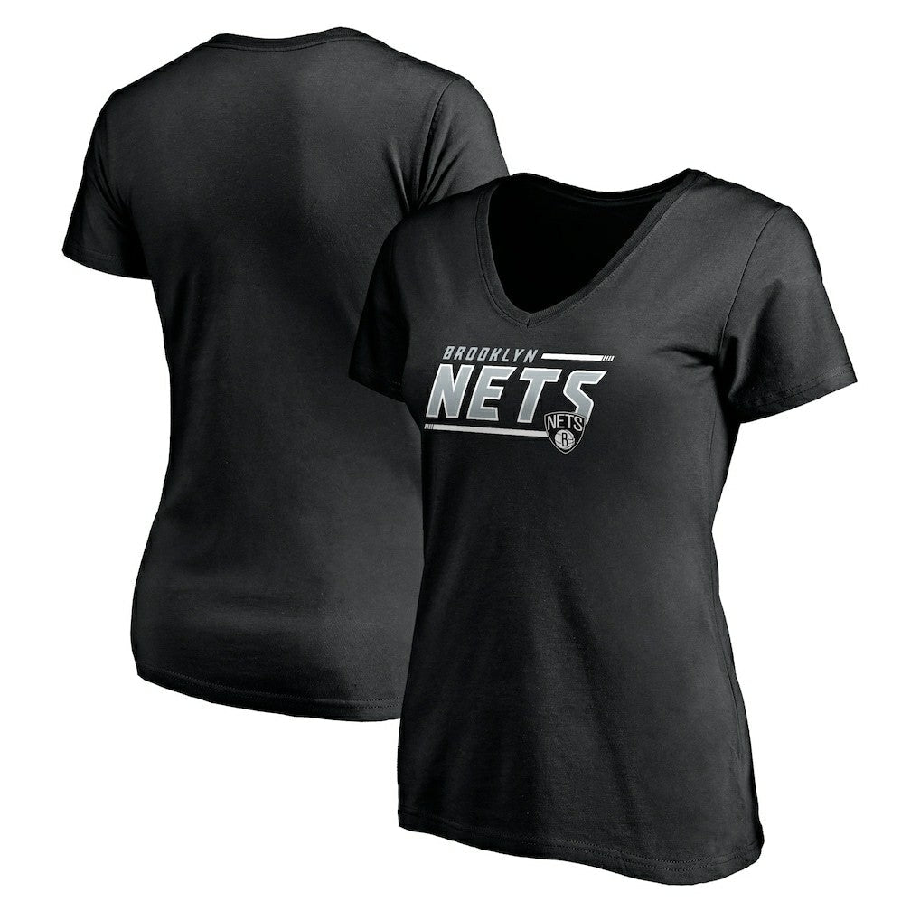 Brooklyn Nets Women's Mascot In Bounds V-Neck T-Shirt - Black | Fanatics shop