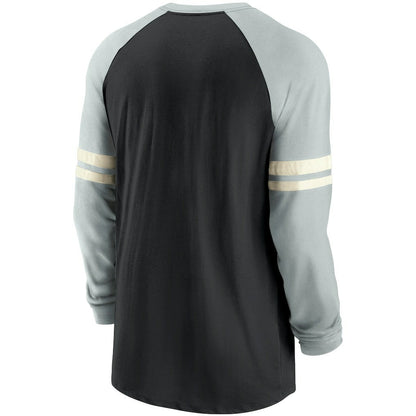 Las Vegas Raiders Throwback Raglan Long Sleeve T-Shirt - Black/Silver | Nike discount