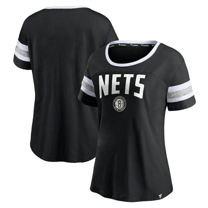 Brooklyn Nets Women's Block Party Striped Sleeve T-Shirt - Black/Heathered Gray | Fanatics on sale