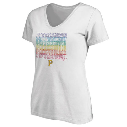 Pittsburgh Pirates Women's City Pride V-Neck T-Shirt - White