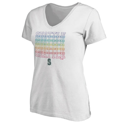 Seattle Mariners Women's City Pride V-Neck T-Shirt - White