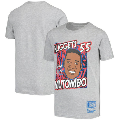 Dikembe Mutombo Denver Nuggets Youth Hardwood Classics King of the Court Player T-Shirt sale - Gray | Mitchell & Ness shop