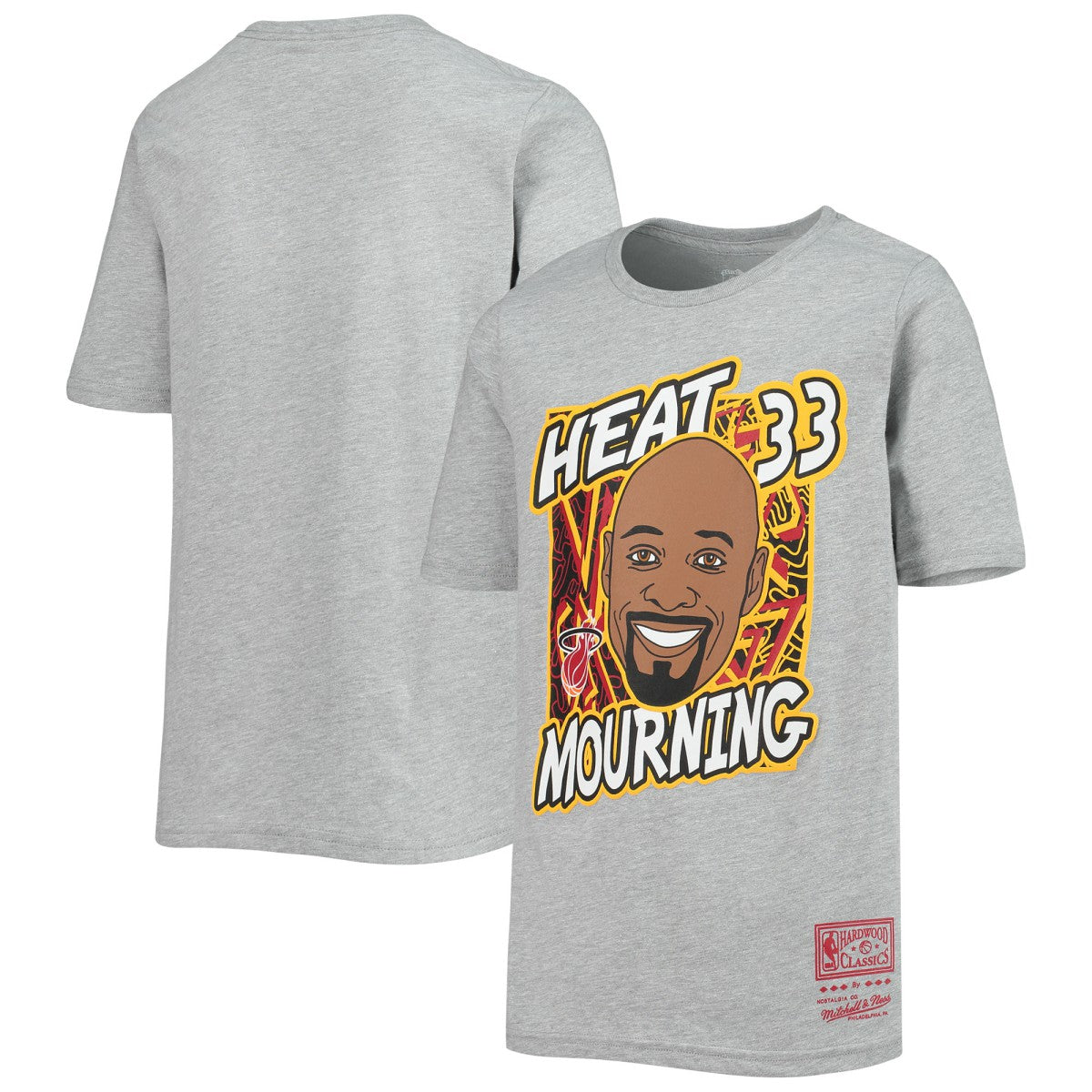 Alonzo Mourning Miami Heat Youth Hardwood Classics King of the Court Player T-Shirt - Heathered Gray | Mitchell & Ness outlet