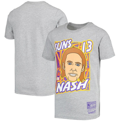 Steve Nash Phoenix Suns Youth Hardwood Classics King of the Court Player T-Shirt - Gray | Mitchell & Ness discount