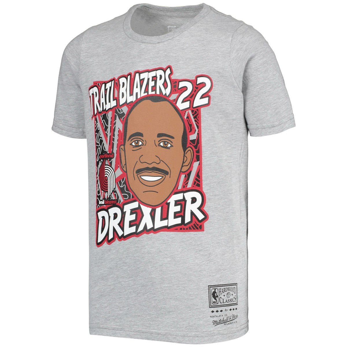 Clyde Drexler Portland Trail Blazers Youth Hardwood Classics King of the Court Player T-Shirt - Gray | Mitchell & Ness outlet