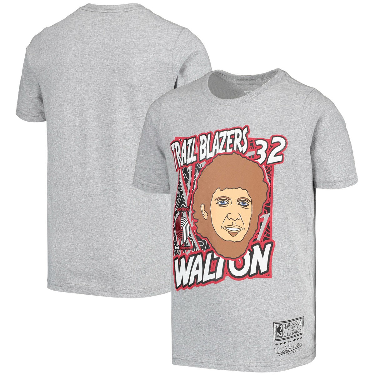 Bill Walton Portland Trail Blazers Youth Hardwood Classics King of the Court Player T-Shirt - Gray | Mitchell & Ness on sale