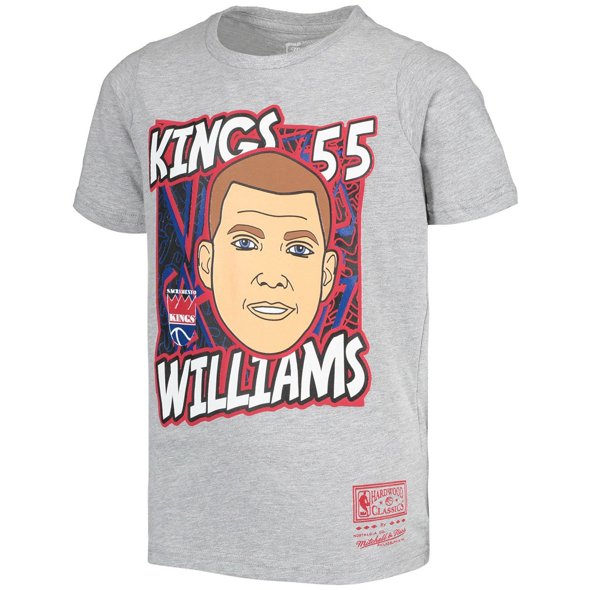 Jason Williams Sacramento Kings Youth Hardwood Classics King of the Court Player T-Shirt - Gray | Mitchell & Ness for sale