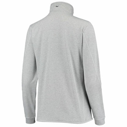 New York Yankees Vineyard Vines Women's Stripe Sankaty Half-Zip Pullover Top - Heather Gray