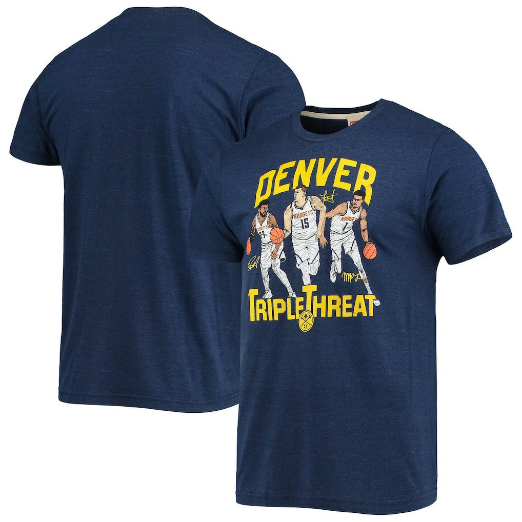 Jamal Murray/Michael Porter Jr./Nikola Jokic Denver Nuggets Homage Triple Threat Player Tri-Blend T-Shirt sale - Heathered Navy shop