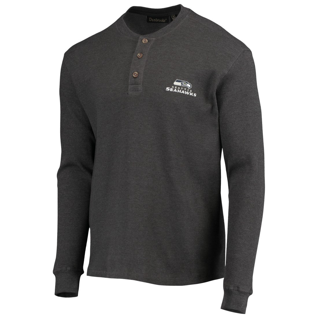 Seattle Seahawks Dunbrooke Logo Maverick Thermal Henley Long Sleeve T-Shirt - Heathered Gray discount