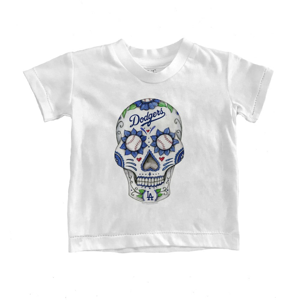 Los Angeles Dodgers Tiny Turnip Youth Sugar Skull T-Shirt - White