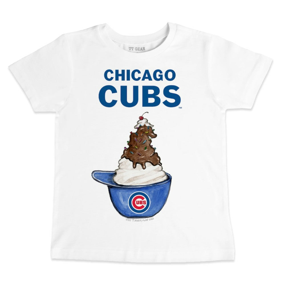 Chicago Cubs Tiny Turnip Youth Sundae Helmet T-Shirt - White