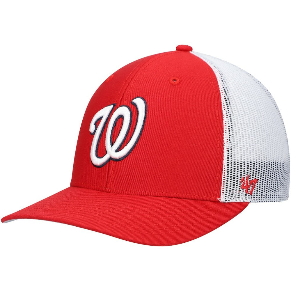 Washington Nationals Primary Logo Trucker Snapback Hat - Red/White | 47 brand