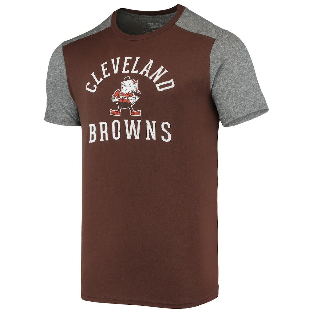 Cleveland Browns Majestic Threads Brownie The Elf Gridiron Classics Field Goal Slub T-Shirt - Brown/Heathered Gray cheap