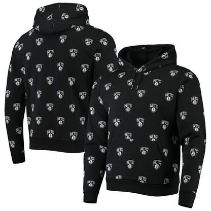 Brooklyn Nets The Wild Collective Unisex Allover Logo Pullover Hoodie - Black discount