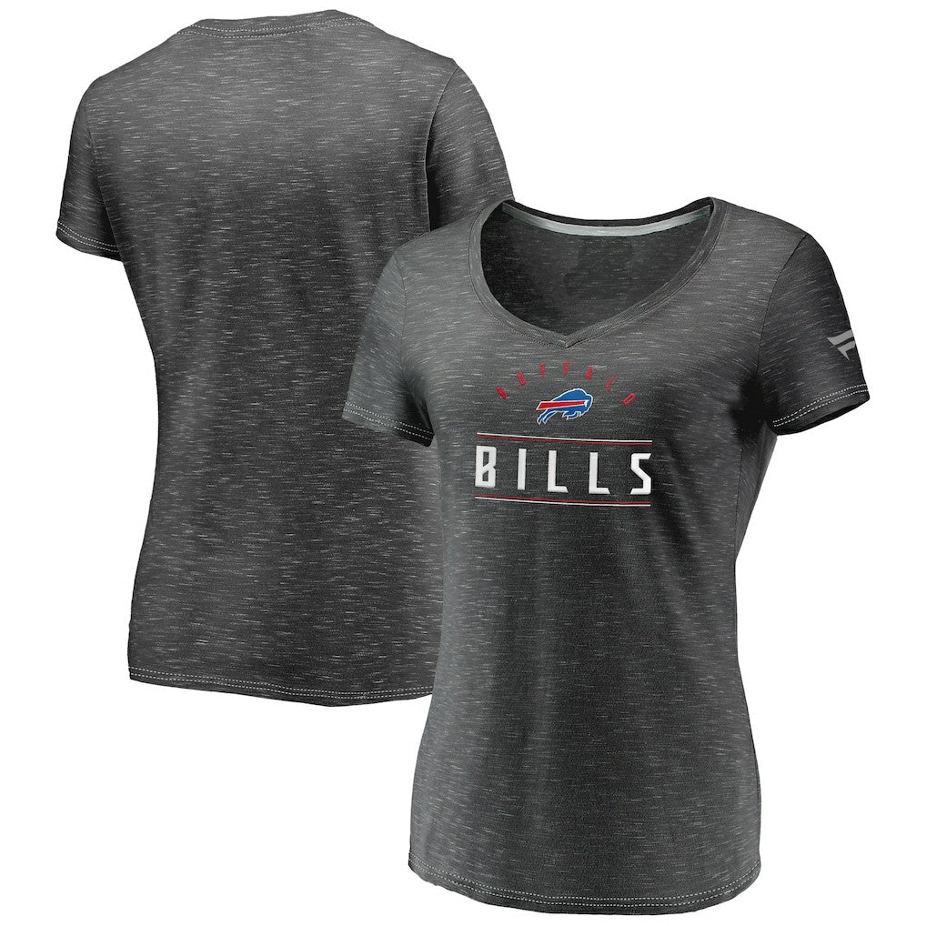 Buffalo Bills Women's League Leader Space Dye V-Neck T-Shirt - Charcoal online