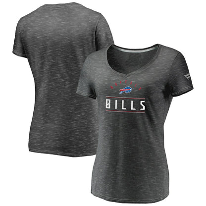 Buffalo Bills Women's League Leader Space Dye V-Neck T-Shirt - Charcoal online