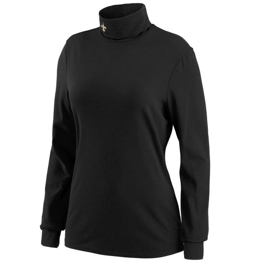New Orleans Saints WEAR by Erin Andrews Women's Long Sleeve Tri-Blend Turtleneck T-Shirt - Black on sale
