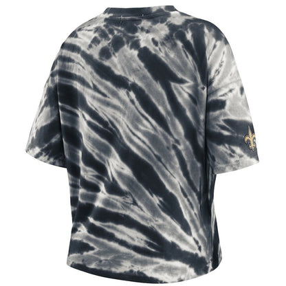 New Orleans Saints WEAR by Erin Andrews Women's Tie-Dye T-Shirt - Black cheap