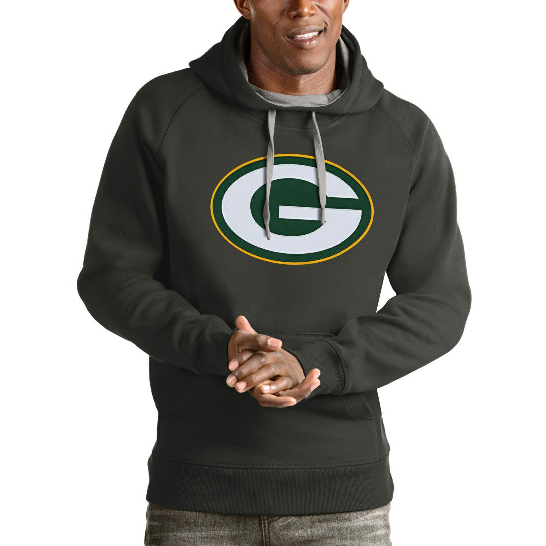 Green Bay Packers Antigua Victory Pullover Hoodie - Charcoal outlet